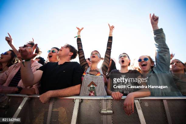 Festival goers watch The Smith Street Band during Splendour in the Grass 2017 on July 23, 2017 in Byron Bay, Australia.