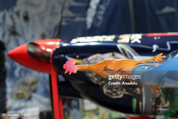 Toy in a hangar of pilot Petr Kopfstein of the Czech Republic ahead race day at the fifth stage of the Red Bull Air Race World Championship 2017 in...