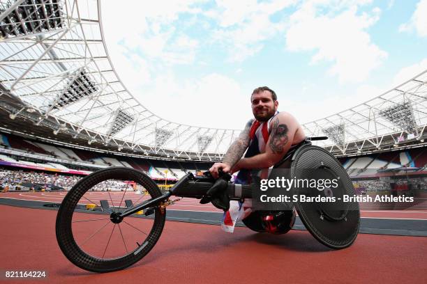 Mickey Bushell of Great Britain celebrates after winning silver in the Mens 100m T35 final during day ten of the IPC World ParaAthletics...