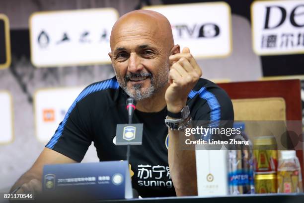 Internazionale head coach Luciano Spalletti attends the a press conference ahead of the 2017 International Champions Cup football match between...