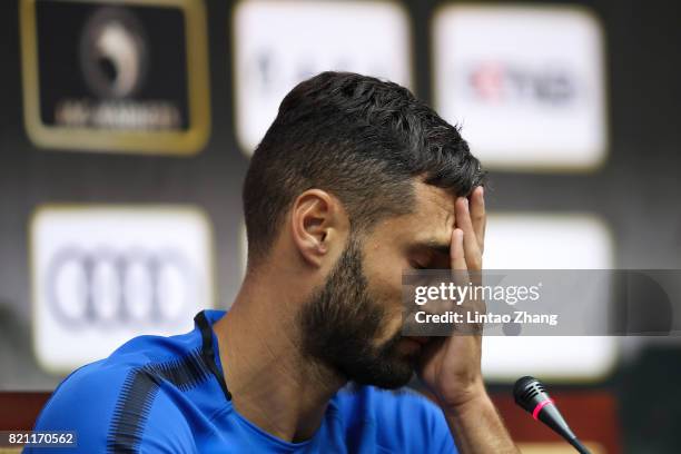 Antonio Candreva of FC Internazionale attends the a press conference ahead of the 2017 International Champions Cup football match between Olympique...