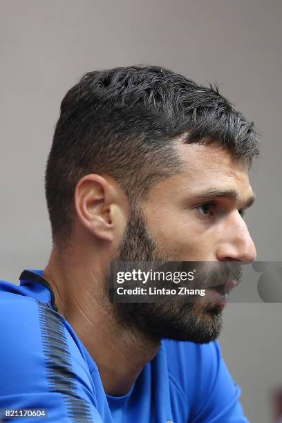 Antonio Candreva of FC Internazionale attends the a press conference ahead of the 2017 International Champions Cup football match between Olympique...