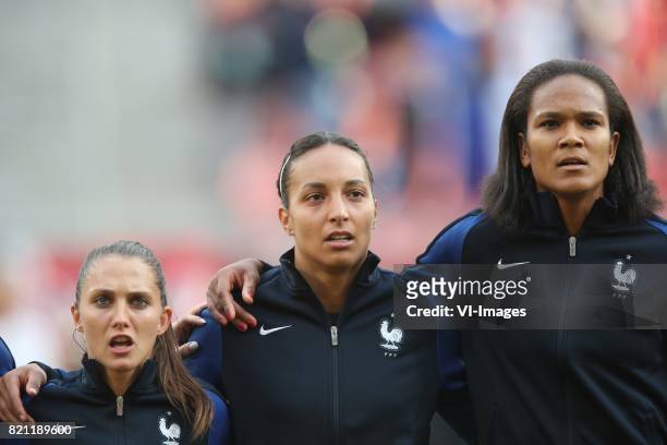 Eve Perisset of France women, goalkeeper Sarah Bouhaddi of France women, Wendie Renard of France women during the UEFA WEURO 2017 Group C group stage...