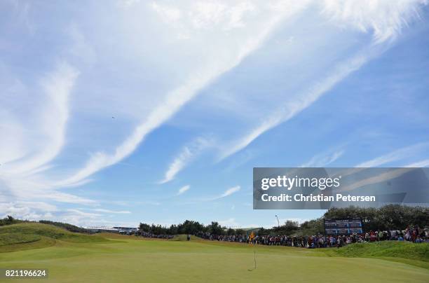 General view of the 1st green during the final round of the 146th Open Championship at Royal Birkdale on July 23, 2017 in Southport, England.