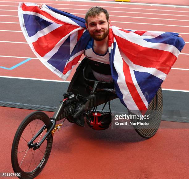 Mickey Bushell of Great Britain after Men's 100m T53 Final during World Para Athletics Championships at London Stadium in London on July 23, 2017