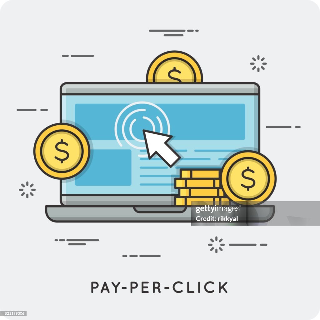Pay per click. Thin line concept.