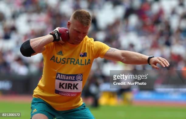 Daniel Kirk of Australi Man's Shot Put T34 Final during World Para Athletics Championships at London Stadium in London on July 23, 2017
