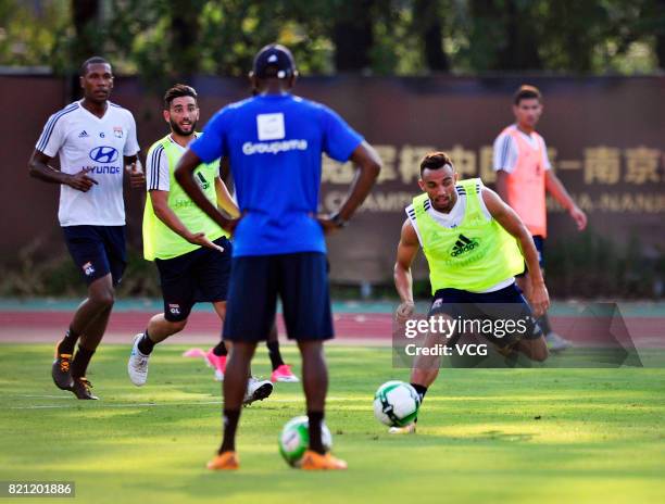 Players of Lyon attend a training session ahead of 2017 International Champions Cup football match between Olympique Lyonnais and FC Internazionale...