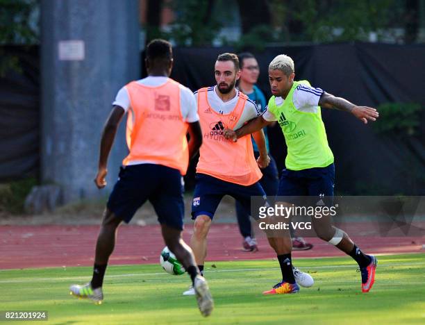 Players of Lyon attend a training session ahead of 2017 International Champions Cup football match between Olympique Lyonnais and FC Internazionale...