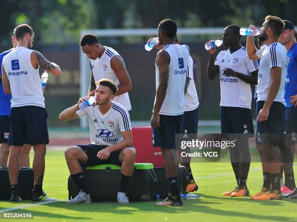 Players of Lyon attend a training session ahead of 2017 International Champions Cup football match between Olympique Lyonnais and FC Internazionale...