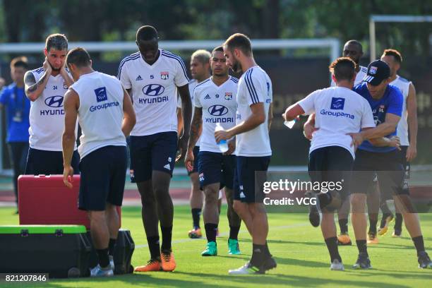 Players of Lyon attend a training session ahead of 2017 International Champions Cup football match between Olympique Lyonnais and FC Internazionale...