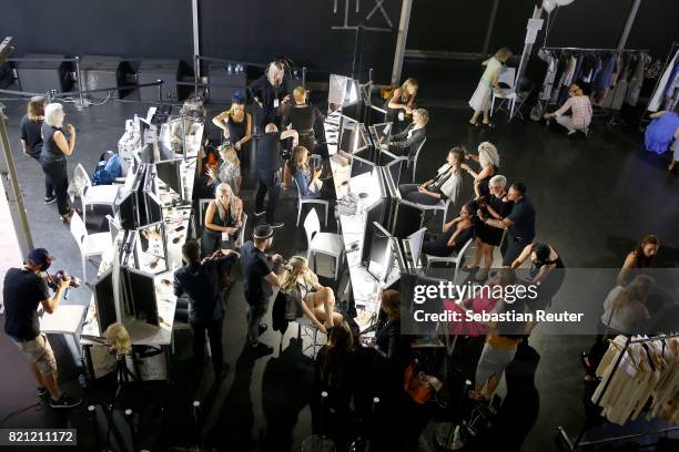 General view backstage ahead of the Fashionyard show during Platform Fashion July 2017 at Areal Boehler on July 23, 2017 in Duesseldorf, Germany.