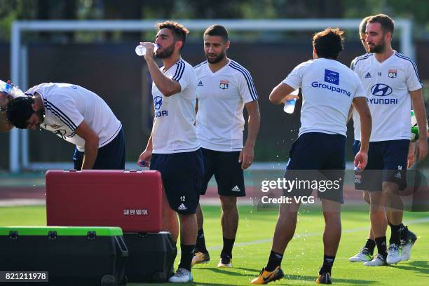 Players of Lyon attend a training session ahead of 2017 International Champions Cup football match between Olympique Lyonnais and FC Internazionale...