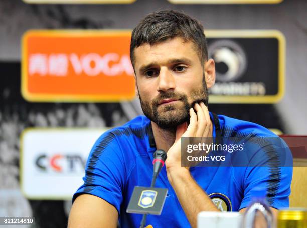 Antonio Candreva of FC Internazionale attends a press conference ahead of 2017 International Champions Cup football match between Olympique Lyonnais...