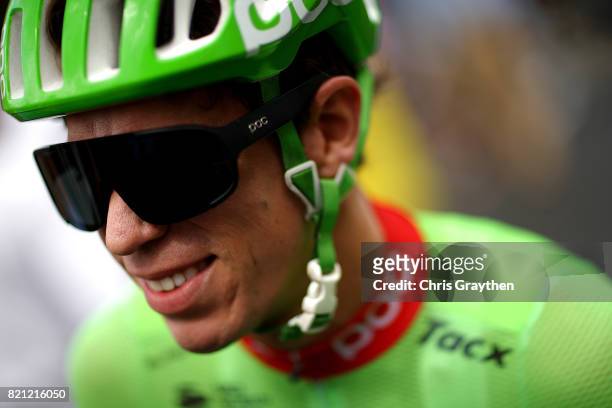 Rigoberto Uran of Columbia and Cannondale Drapac Professional Cycling Team looks on ahead of stage twenty one of Le Tour de France 2017 on July 23,...