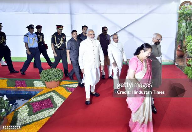 Prime Minister Narendra Modi, President Pranab Mukherjee, Parliamentary Affairs Minister Ananth Kumar, Vice President Hamid Ansari along with Lok...