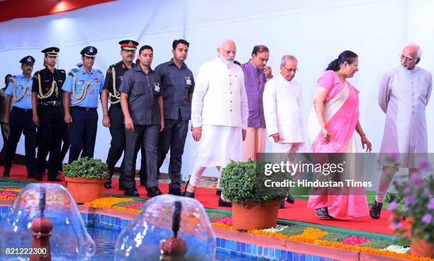 Prime Minister Narendra Modi, President Pranab Mukherjee, Parliamentary Affairs Minister Ananth Kumar, Vice President Hamid Ansari along with Lok...