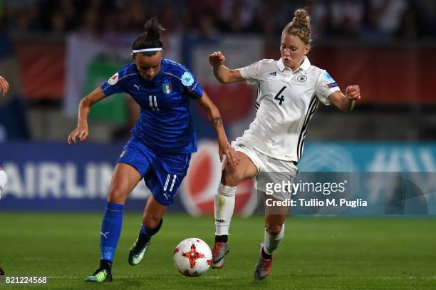 Barbara Bonansea of Italy and Leonie Maier of Germany compete for the ball during the UEFA Women's Euro 2017 Group B match between Germany and Italy...