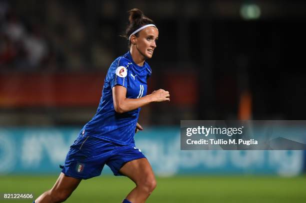 Barbara Bonansea in action during the UEFA Women's Euro 2017 Group B match between Germany and Italy at Koning Willem II Stadium on July 21, 2017 in...