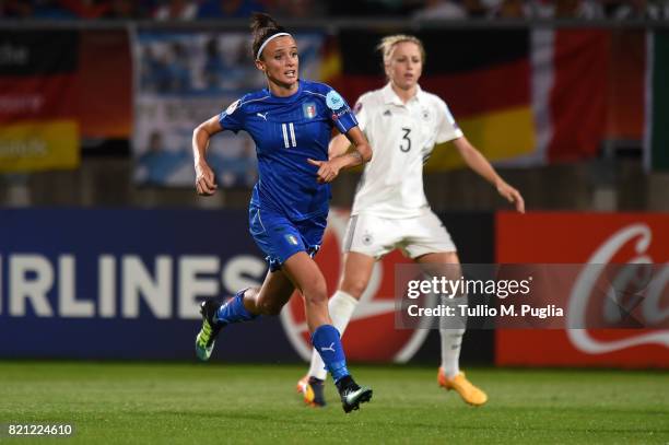 Barbara Bonansea in action during the UEFA Women's Euro 2017 Group B match between Germany and Italy at Koning Willem II Stadium on July 21, 2017 in...