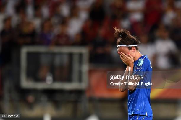 Barbara Bonansea of Italy shows her dejection after losing the UEFA Women's Euro 2017 Group B match between Germany and Italy at Koning Willem II...