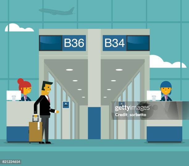 gate on airport - gate stock illustrations