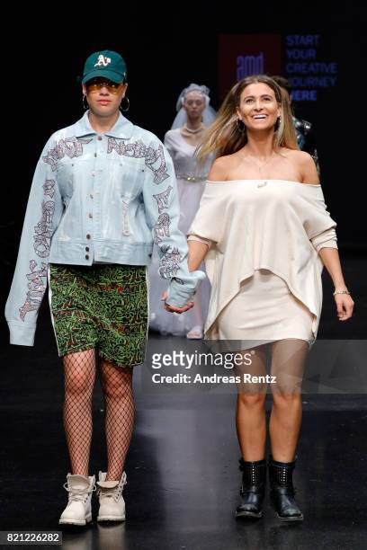 Alessandra Cirmia acknowledges the audience's applause on the runway at end of the the AMD Exit.17_2 show during Platform Fashion July 2017 at Areal...