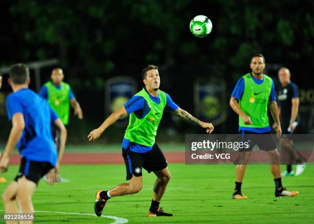 Players of FC Internazionale attend a training session ahead of 2017 International Champions Cup football match between Olympique Lyonnais and FC...