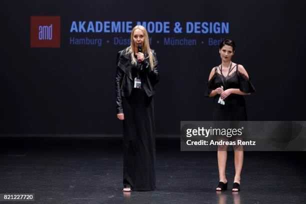 Christine Kubatta and Julia Israel at the AMD Exit.17_2 show during Platform Fashion July 2017 at Areal Boehler on July 23, 2017 in Duesseldorf,...
