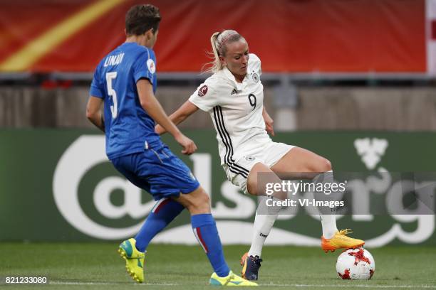 Elena Linari of Italy Women, Mandy Islacker of Germany women during the UEFA WEURO 2017 Group B group stage match between Germany and Italy at Koning...