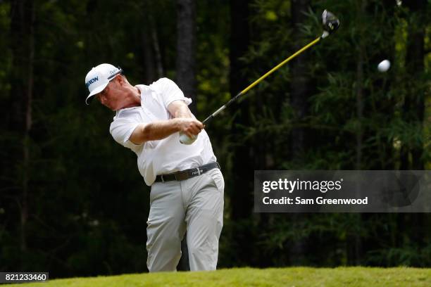 Tag Ridings of the United States plays his shot from the second tee during the final round of the Barbasol Championship at the Robert Trent Jones...