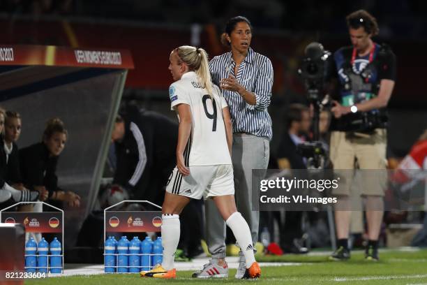 Mandy Islacker of Germany women, coach Steffi Jones of Germany women during the UEFA WEURO 2017 Group B group stage match between Germany and Italy...