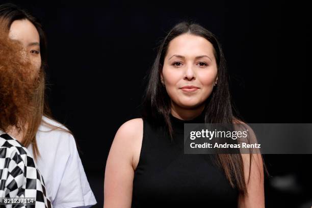 Fashion students on the runway after the AMD Exit.17_2 show during Platform Fashion July 2017 at Areal Boehler on July 23, 2017 in Duesseldorf,...