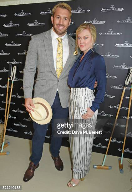 Chris Robshaw and Camilla Kerslake attend the Jaeger-LeCoultre Gold Cup Polo Final at Cowdray Park on July 23, 2017 in Midhurst, England.