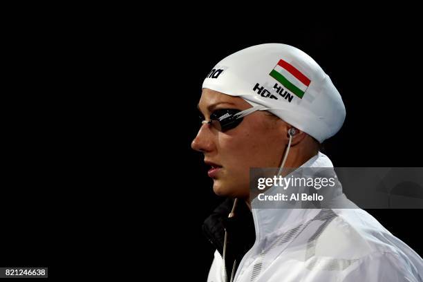 Katinka Hosszu of Hungary looks on prior to the Women's 200m Individual Medley Semi-Finals on day ten of the Budapest 2017 FINA World Championships...