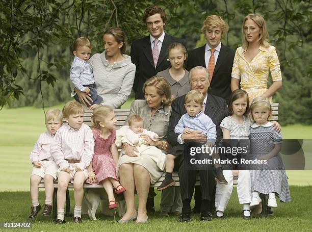 Prince Emmanuel, Prince Gabriel, Princess Elisabeth, Queen Paola with baby Eleonore, King Albert holding Prince Aymeric, Princess Laetitia Maria,...