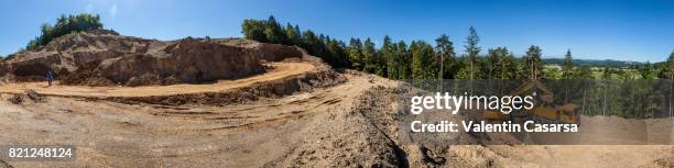 panoramic view over the open pit mine - quartz sandstone stock pictures, royalty-free photos & images