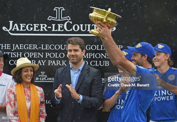 Zahra Kassim-Lakha and Geoffroy Lefebvre present Facundo Pieres, Hugo Taylor, Jimbo Fewster and Gonzalito Pieres of King Power Foxes with the Gold...
