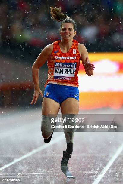 Marlou van Rhijn of Netherlands competes in the Womens 200m T44 final during day ten of the IPC World ParaAthletics Championships 2017 at London...