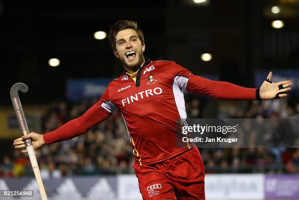 Cedric Charlier of Belgium celebrates his goal during day 9 of the FIH Hockey World League Men's Semi Finals final match between Belgium and Germany...