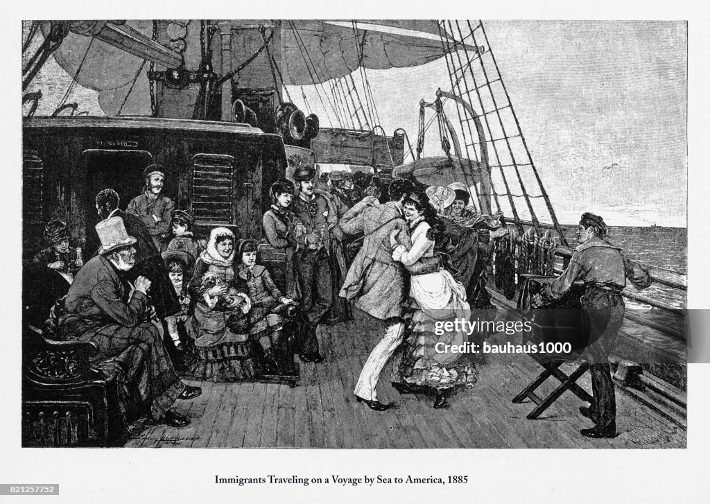 移民は 1885 アメリカに海での航海に旅行