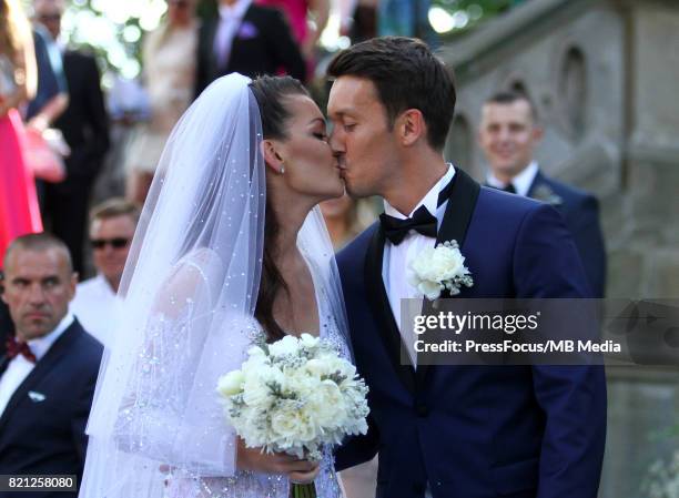 Agnieszka Radwanska, Dawid Celt during the wedding ceremony on July 22, 2017 in Krakow, Poland.