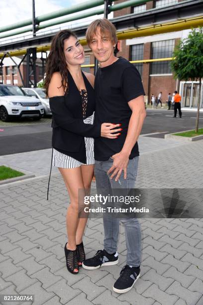 Tanja Tischewitsch and her boyfriend Thomas Radeck attend the PF Selected show during Platform Fashion July 2017 at Areal Boehler on July 23, 2017 in...