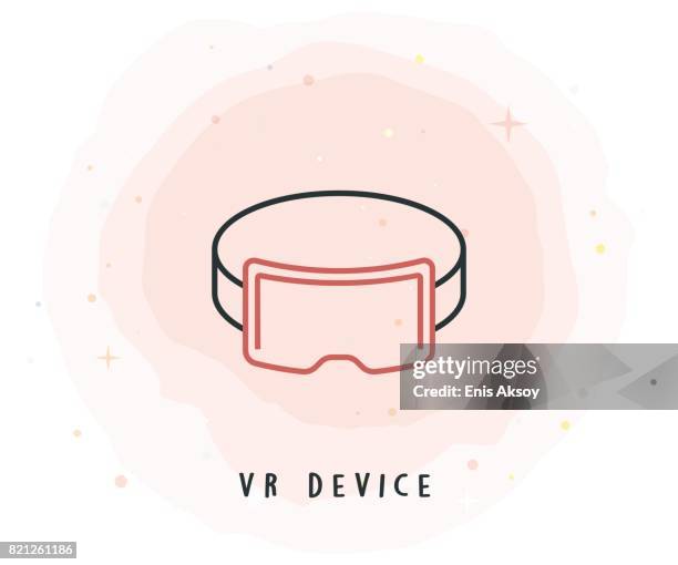 vr device icon with watercolor patch - round eyeglasses clip art stock illustrations
