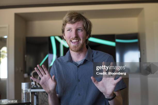 Austin Russell, founder and chief executive officer of Luminar Technologies Inc., speaks during an interview at the company's headquarters in Portola...