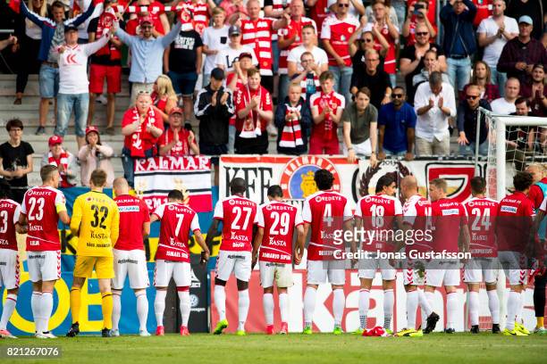 Kalmar FF celebrates after the victory during the Allsvenskan match between Kalmar FF and Athletic FC Eskilstuna at Guldfageln Arena on July 23, 2017...