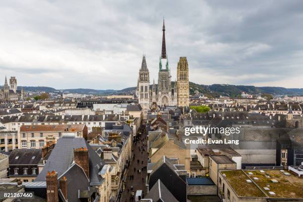 the skyline of rouen france - rouen stock pictures, royalty-free photos & images