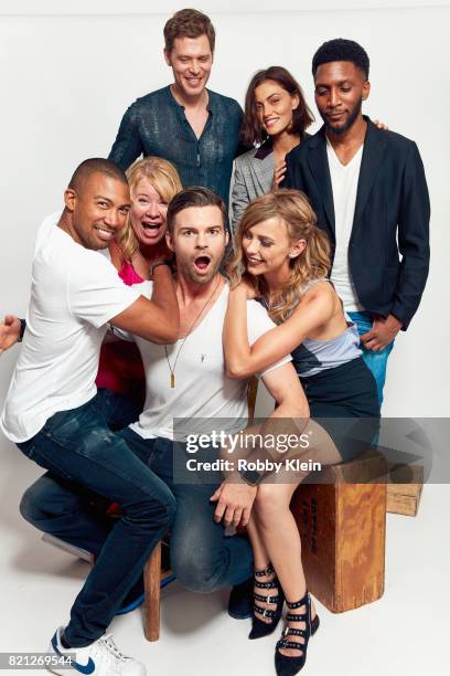 Actors Joseph Morgan, Phoebe Tonkin, and Yusuf Gatewood, and actor Charles Michael Davis, creator Julie Plec, and actors Daniel Gillies and Leah...