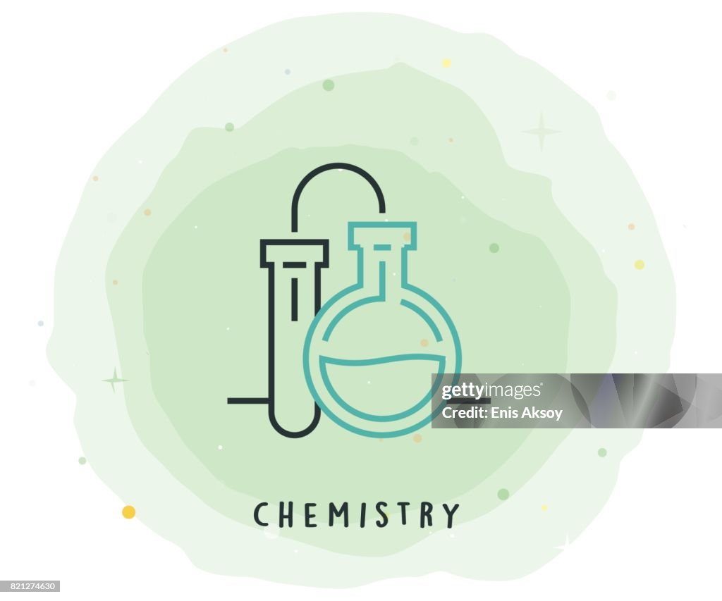 Chemistry Icon with Watercolor Patch