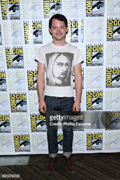 Elijah Wood attends Dirk Gently's Holistic Detective Agency press line at Comic-Con International 2017 on July 23, 2017 in San Diego, California.